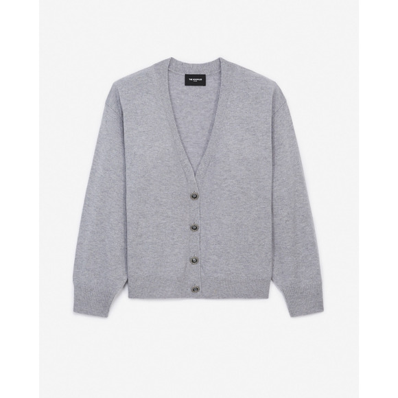 The Kooples Women Wool Jewel Button Cardigan Gray Size 2/M - Picture 7 of 8